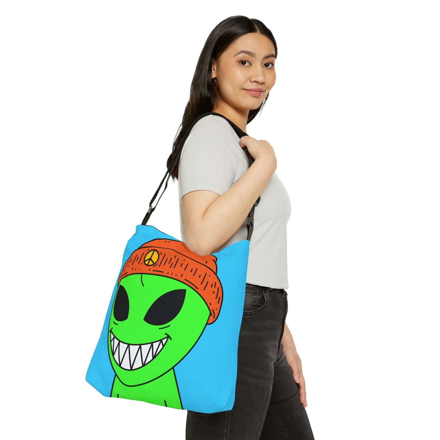 Peace Alien Visitor Adjustable Tote Bag (AOP)