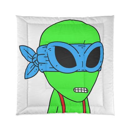 Green Alien Blue Ninja Mask Red Suspenders Visitor Bed Comforter