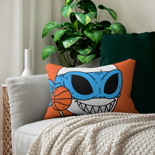 Alien BBall Sport Ninja Mask Orange Basketball Spun Polyester Lumbar Pillow