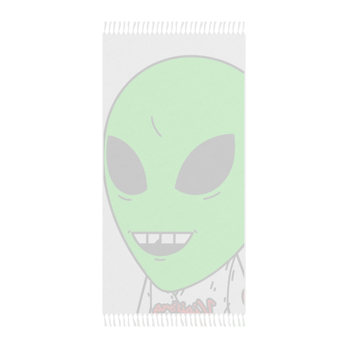 Visi Jersey Chipped Tooth Large Smile Face Green Alien Visitor Boho Beach Cloth