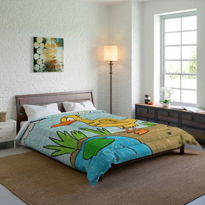 Yellow Duck Bird Pond Comforter