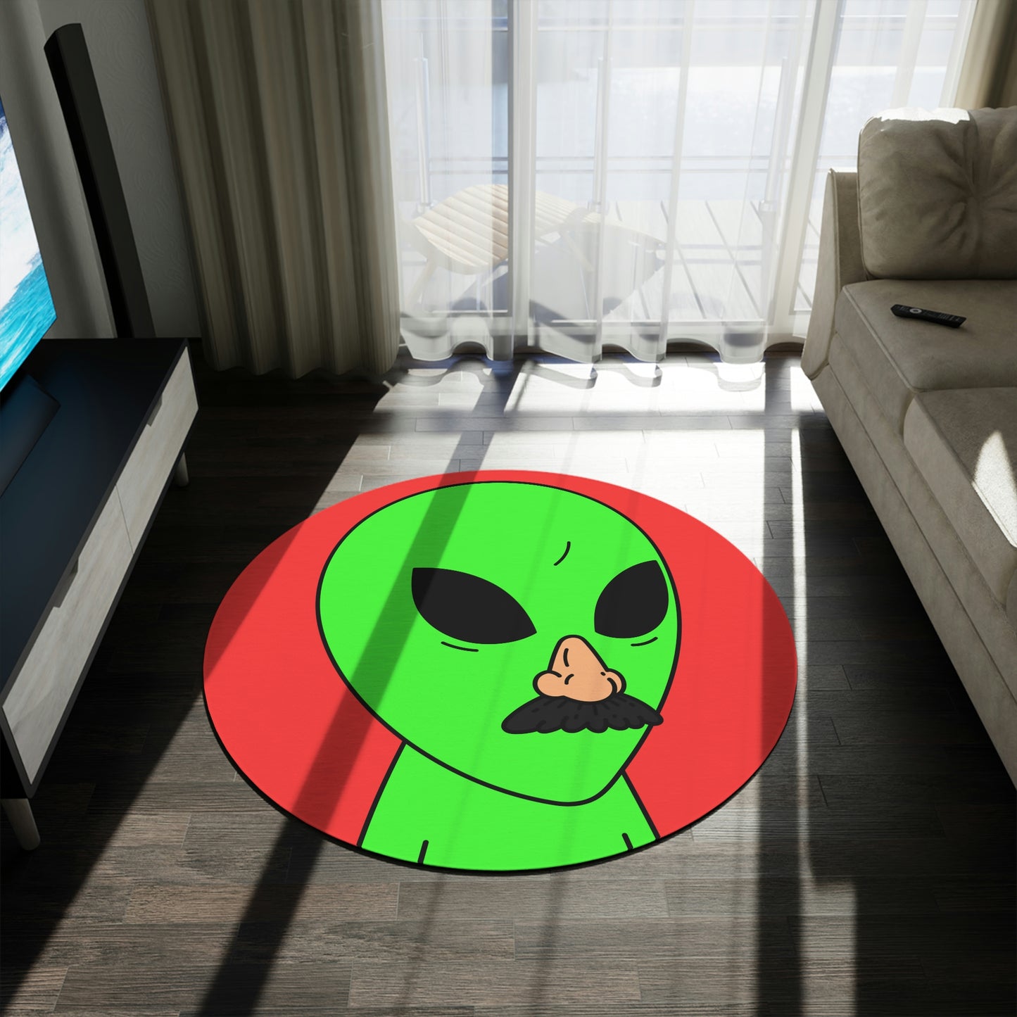 Green Visitor Alien Disguised Fake Nose Round Rug - Visitor751