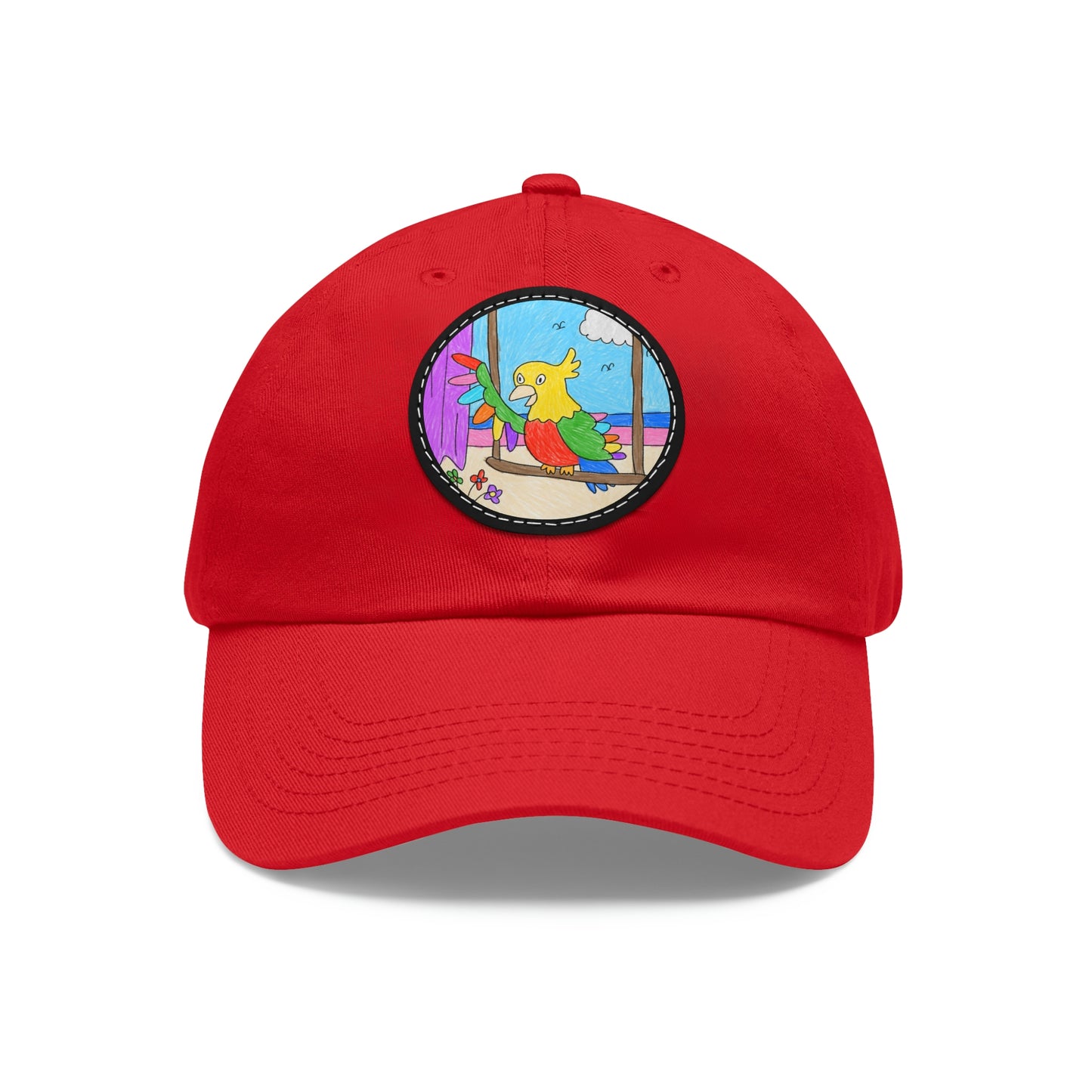 Animal Lover Parrot Perfect Gift for Parrot Owners Dad Hat with Leather Patch (Round)