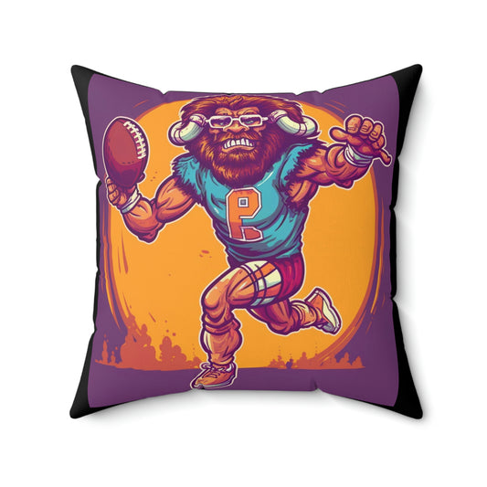 American Football Baffalo Bison Game Sport Graphic Spun Polyester Square Pillow