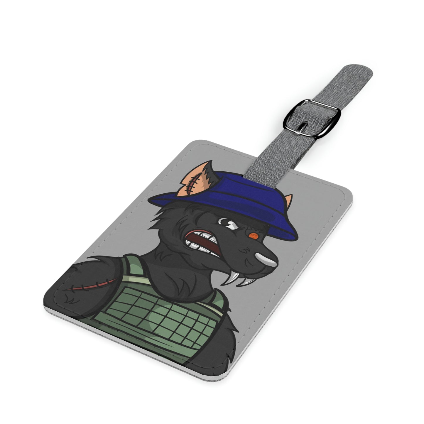 Army Wolf Saffiano Polyester Luggage Tag, Rectangle