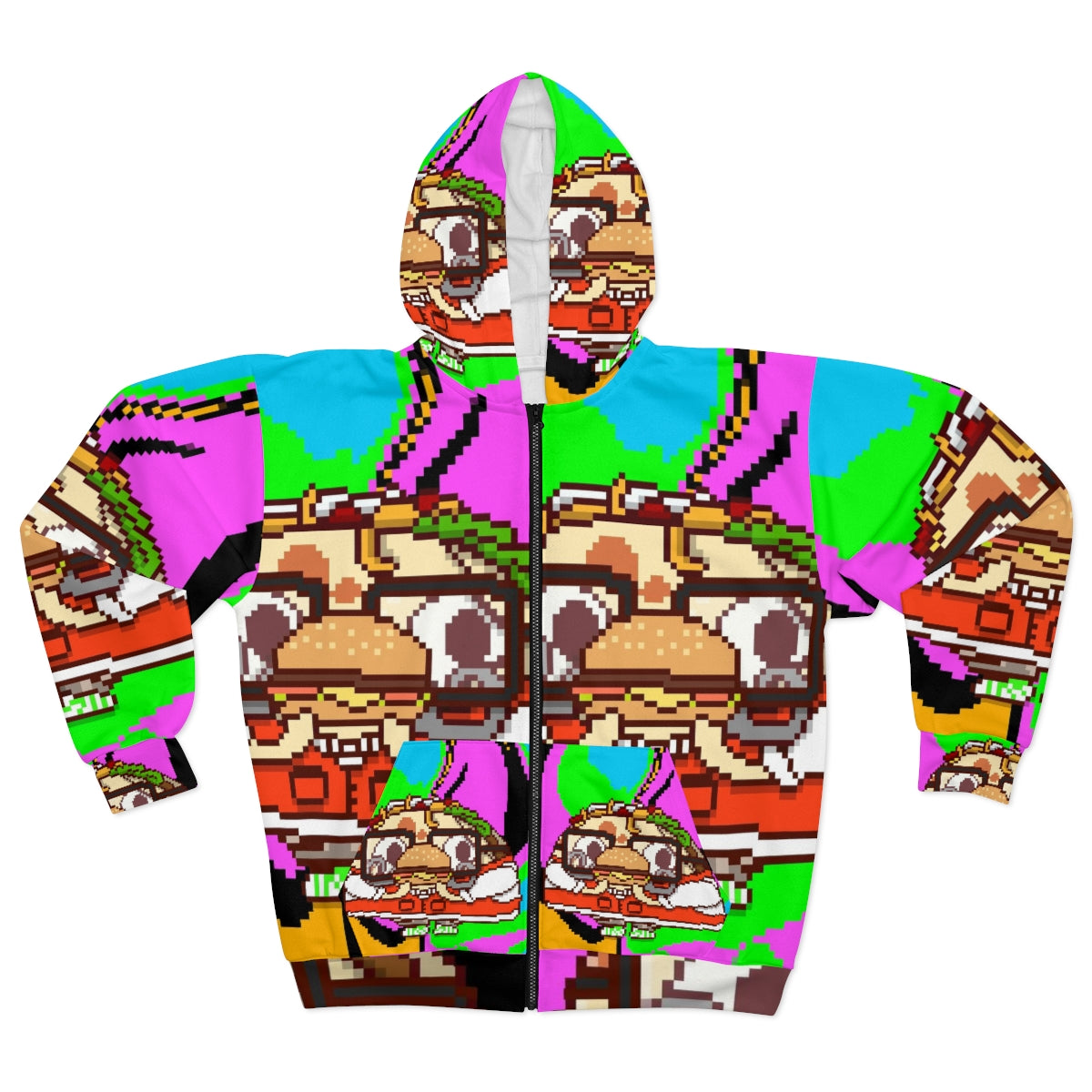 Burger Taco Food Colorido AOP Sudadera con capucha unisex 