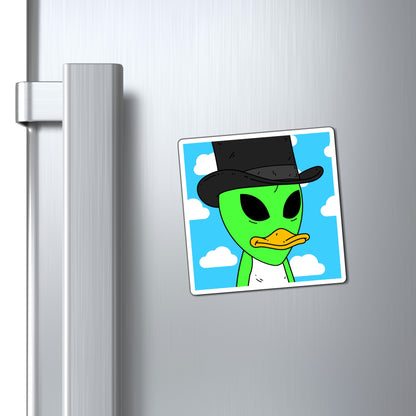 Visitor Green Alien Duck Black Top Hat Magnets