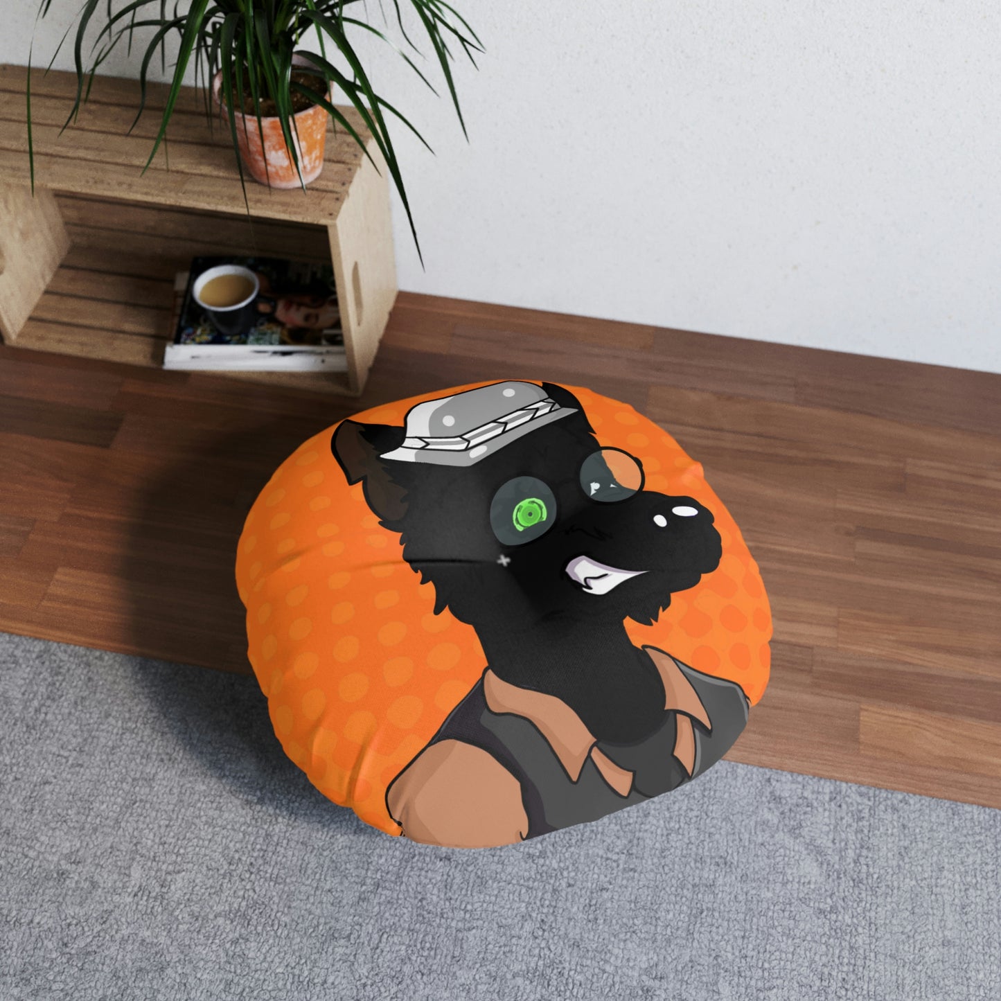 First Edition Werewolve Wolf Tufted Floor Pillow, Round