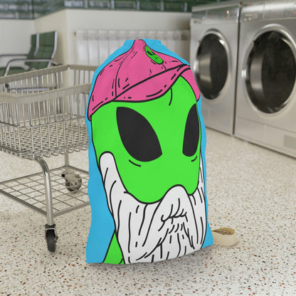 Alien Old Man Wizard Beard Visitor Cartoon Laundry Bag