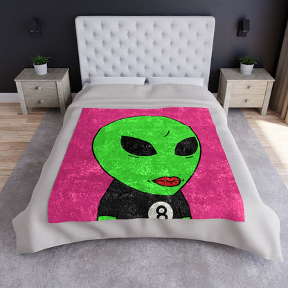 8 Ball Green Alien Lipstick Visitor Crushed Velvet Blanket