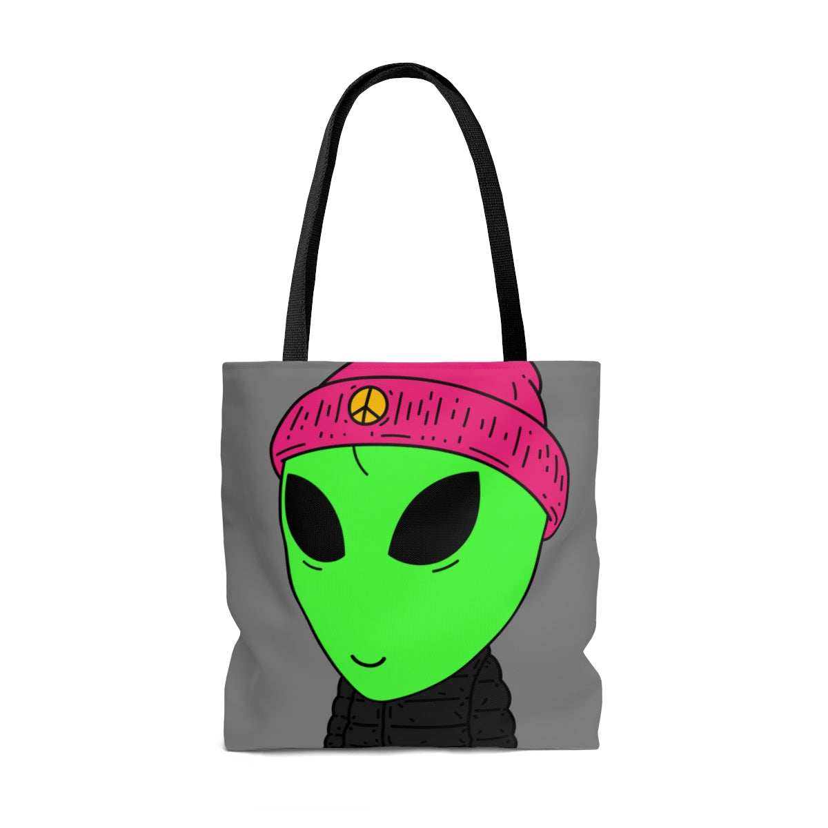 Los visitantes Green Alien Peace Hat AOP Bolsa de tela 