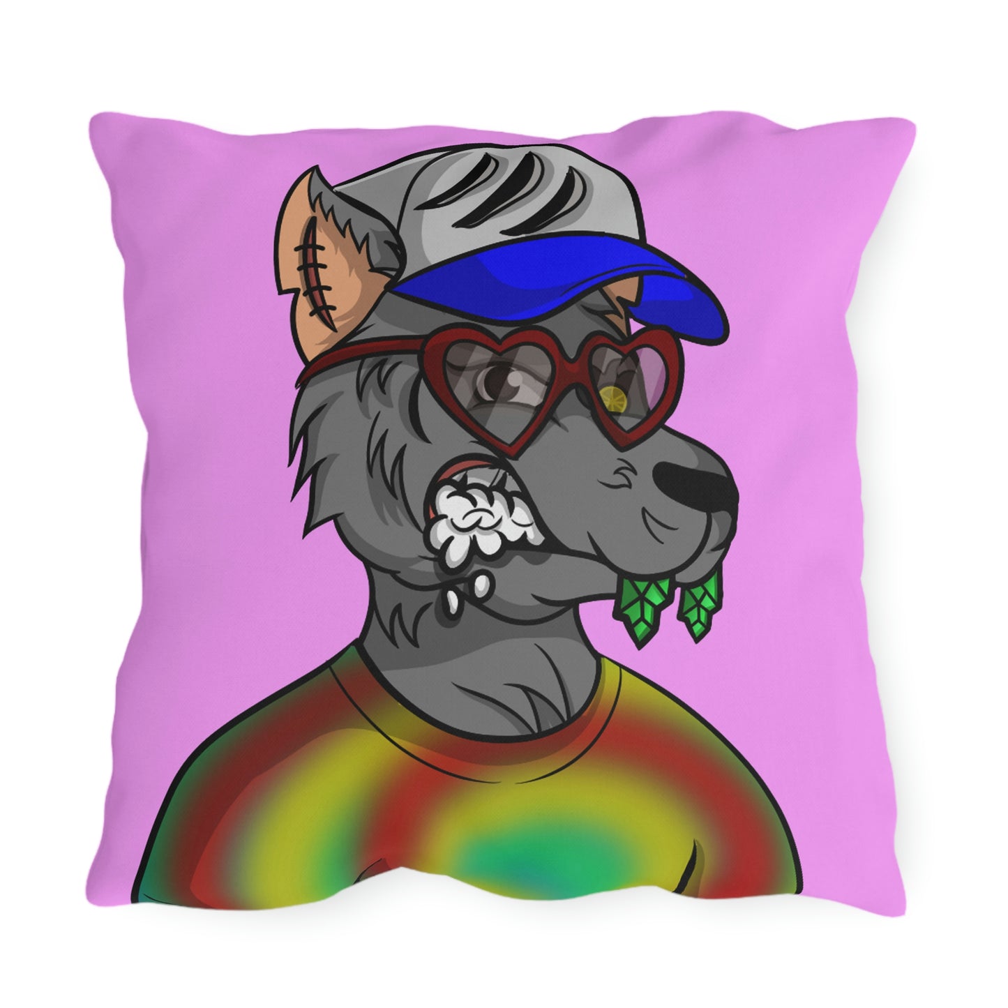 Valentine Heart Wolf Werewolve Tiedye Outdoor Pillows