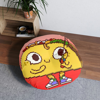 Fish Taco Fishing Pole Food Fishy Tufted Floor Pillow, Round