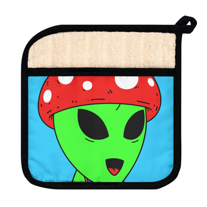 Healthy Sport Jersey Mushroom Alien Pot Holder con bolsillo