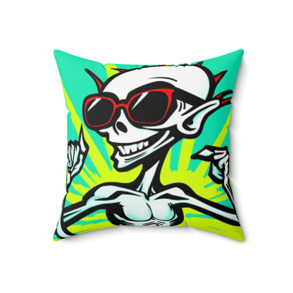 Beach Bum Summer Alien Anime Spun Polyester Square Pillow