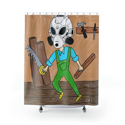 Shower Curtains - Master Crafter Robotic Alien LOL Visitor Tool Utility