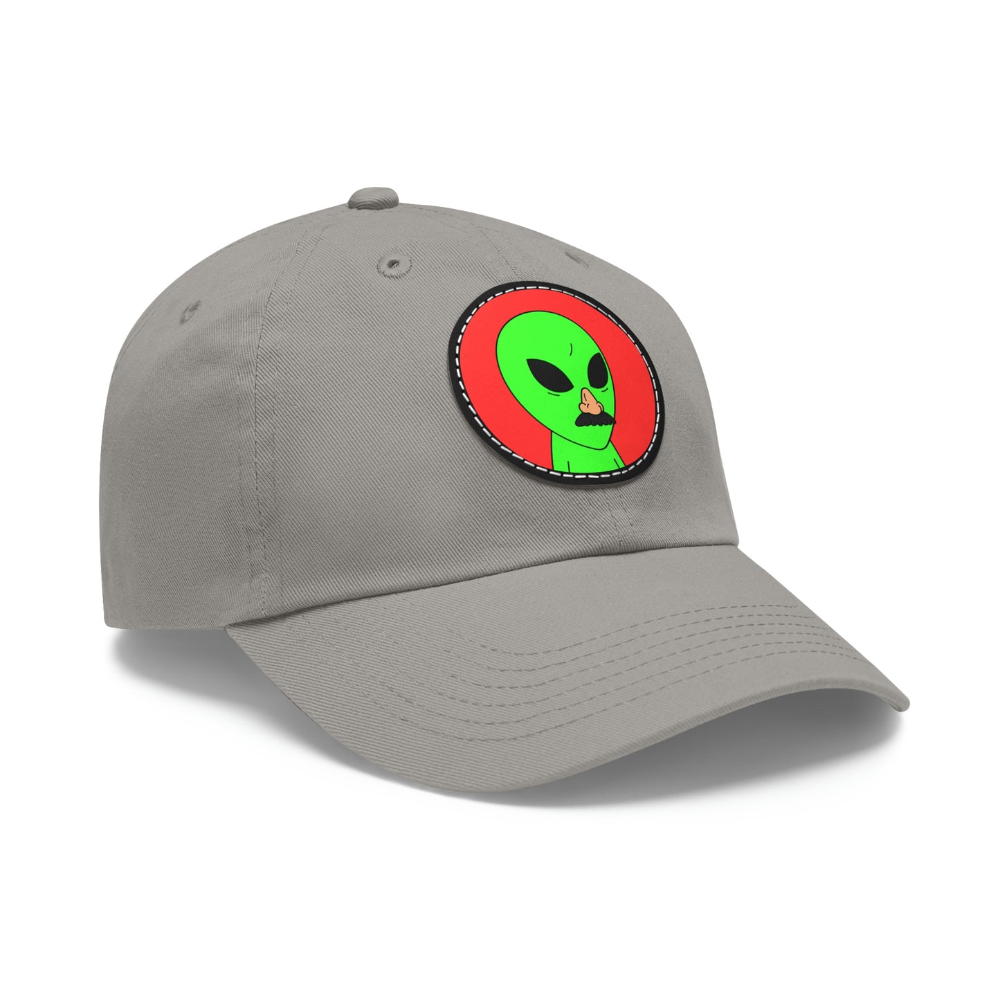 Fake Alien Human Mask Dad Hat with Leather Patch (Round)