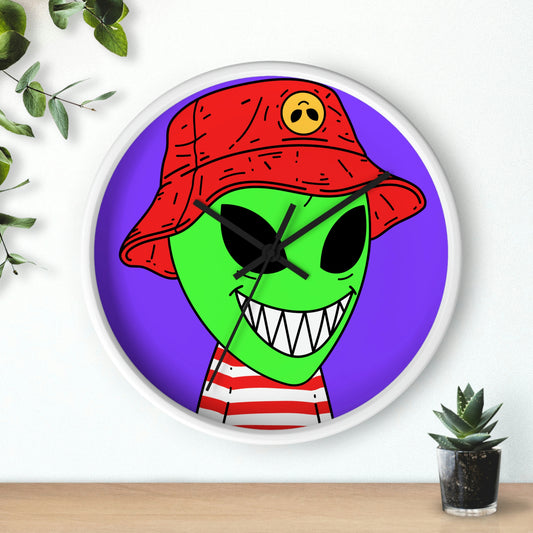 Alien Character Cartoon Big Smile Wall clock