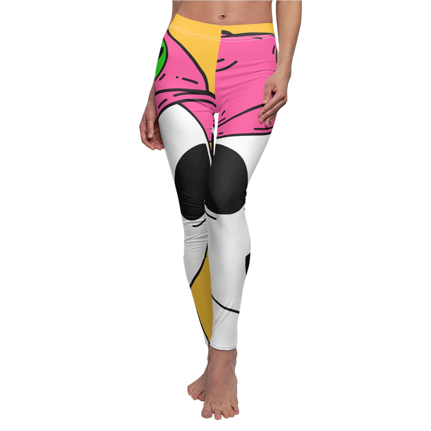 White Visitor Alien Pink Visi Hat Graphic Women's Cut & Sew Casual Leggings