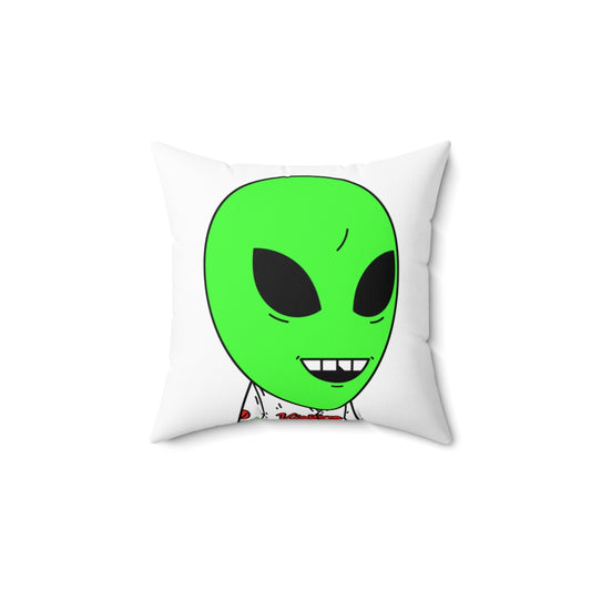 The Visitors Sport Team Jersey Green Alien Chipped Tooth Character Spun Polyester Square Pillow