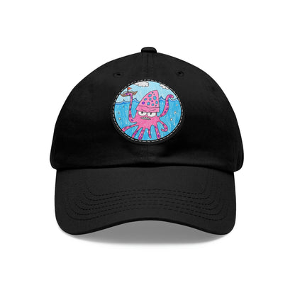 The Kraken Octopus Clean Graphic Dad Hat with Leather Patch (ラウンド)