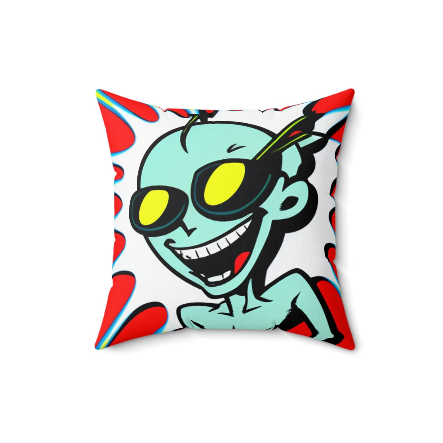 Alien Cartoon Happy Style Pop Culture Spun Polyester Square Pillow