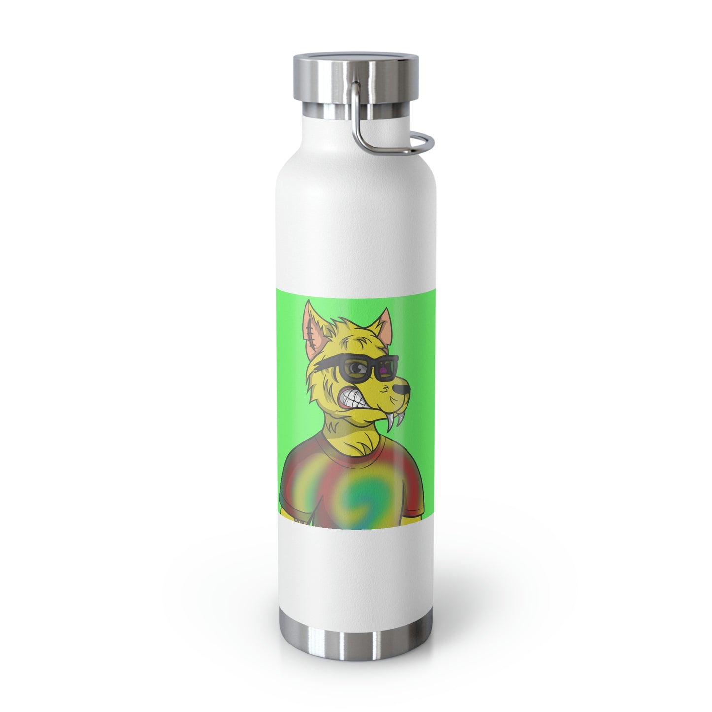 Wolve Cyborg Tie Dye Wolf Shirt Yellow Fur Cool Sun Glasses Copper Vacuum Insulated Bottle, 22oz