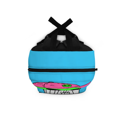 Bearded Green Visitor Pink Alien Hat Cartoon Comic Backpack