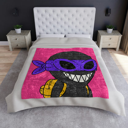 Dark Ninja Warrior Alien Visitor Crushed Velvet Blanket