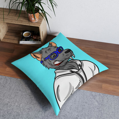 Wolf Fitness Cyborg Werewolve Tufted Floor Pillow, Square