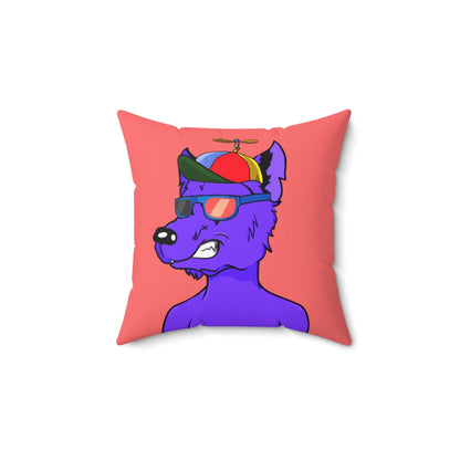 Cyborg Wolf Purple Fur Propeller Hat Colored Sunglasses Spun Polyester Square Pillow