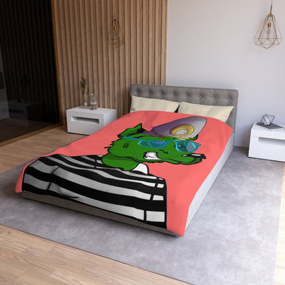 Cyborg Wolf Green Fur Striped Shirt Gold Sailor Hat Blue Glasses Microfiber Duvet Cover