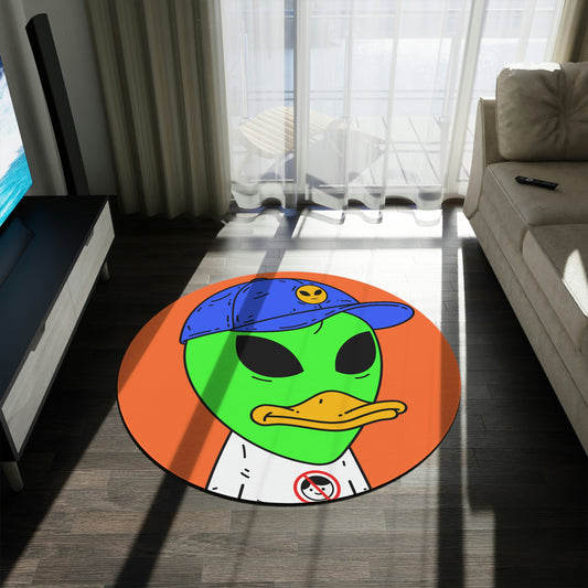 Anti Human Duck Visitor Green Alien Round Rug - Visitor751