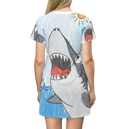 Shark Jaw Teeth Attack Ocean Sea Creature All Over Print T-Shirt Dress