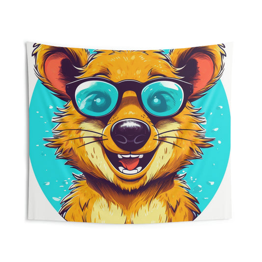 Quokka Cartoon Design Happy Animal Indoor Wall Tapestries