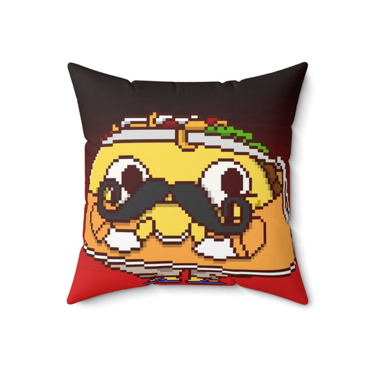 Karate Taco Flame Color Background Spun Polyester Square Pillow