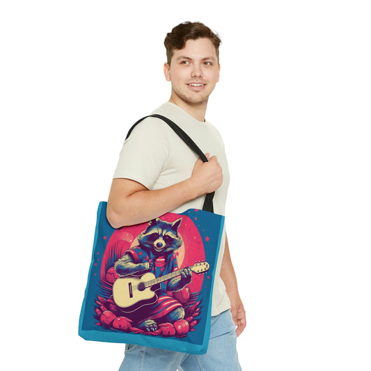 Acoustic Guitar Raccoon Art - Furry Animal Rock Classic Tote Bag (AOP)