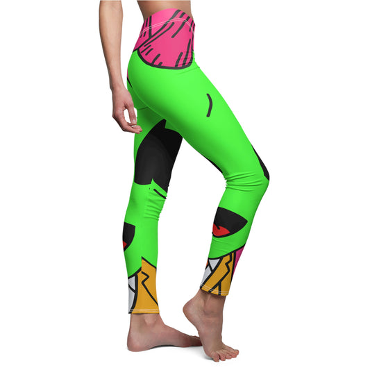 Pink Spiked Hair Gold Suit Alien Visitor Gold Suit Graphic Women's Cut & Sew Casual Leggings