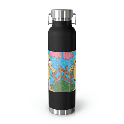 Llama Lovers: Heart and Animal Design Graphic Copper Vacuum Insulated Bottle, 22oz