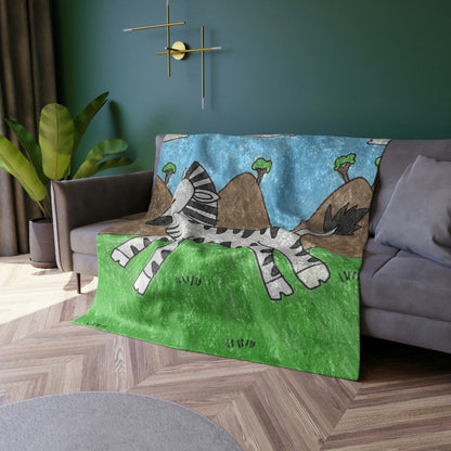 Zebra Graphic Hipster Zebra Animal Crushed Velvet Blanket