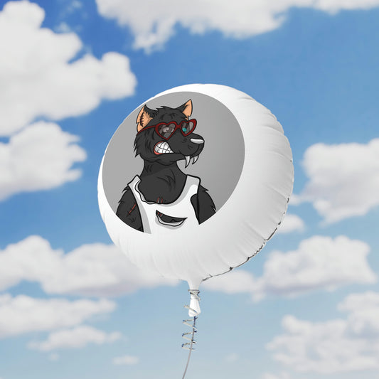 Heart Valentine Black Wolf Cyborg Mylar Helium Balloon