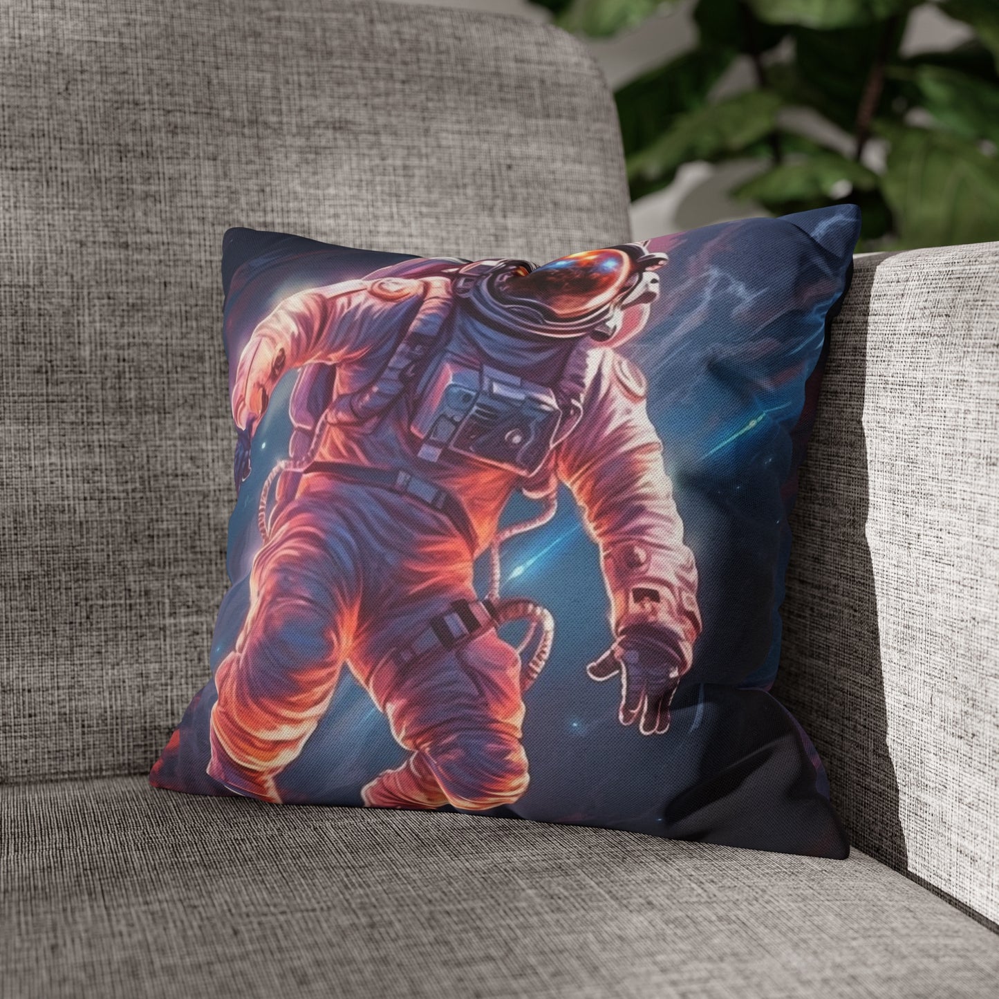 Astronaut Outer Space - Galaxy Starfield Art Spun Polyester Square Pillow Case