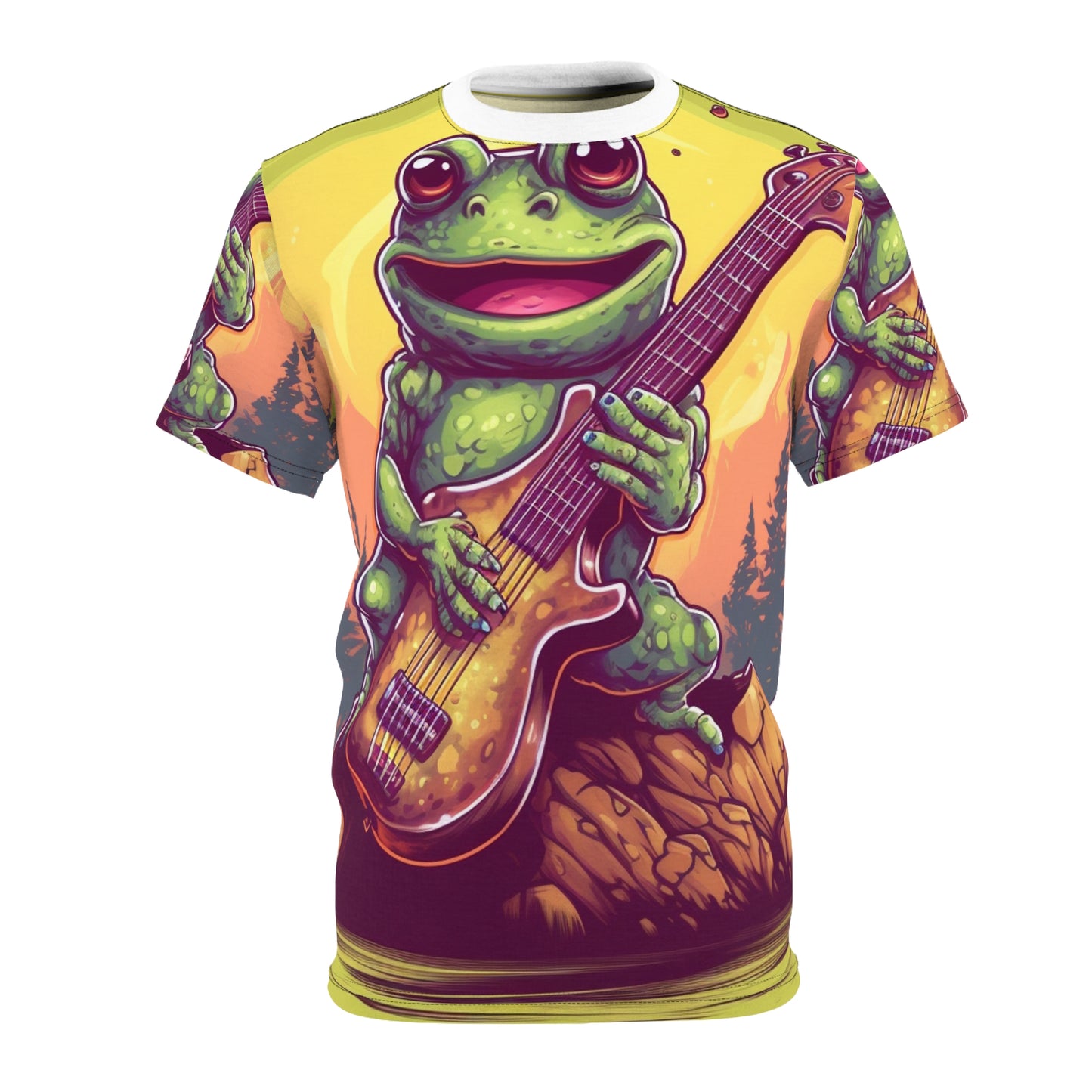 Frog Log Bass Guitarist Musician Swamp Graphic Unisex Cut & Sew Tee (AOP)