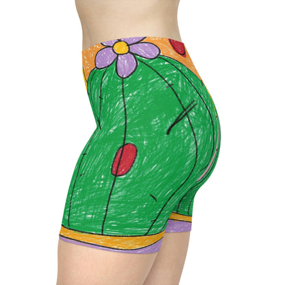 Desert Cactus Sumo Wrestler Graphic Women's Biker Shorts