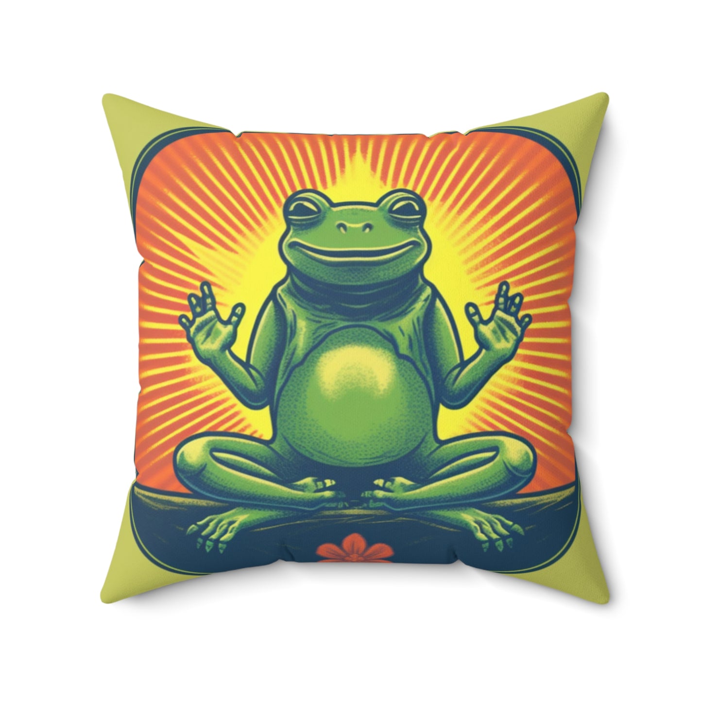 Yoga Frog Namaste Amphibian Relax Graphic Spun Polyester Square Pillow