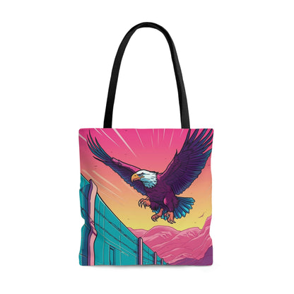 American Bald Eagle Border Build Fly Wall Graphic Tote Bag (AOP)