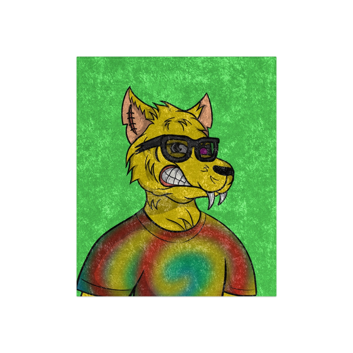 Wolve Cyborg Tie Dye Wolf Shirt Yellow Fur Cool Sun Glasses Crushed Velvet Blanket