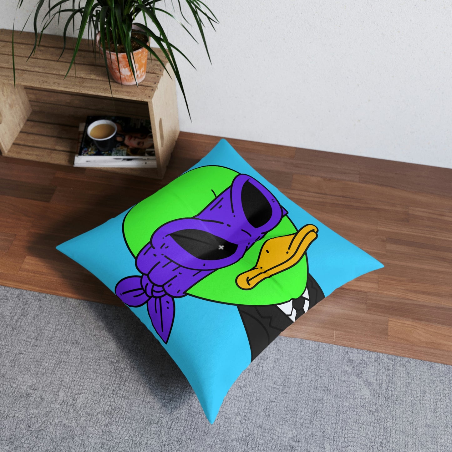 Alien Visitor 751 Tufted Floor Pillow, Square