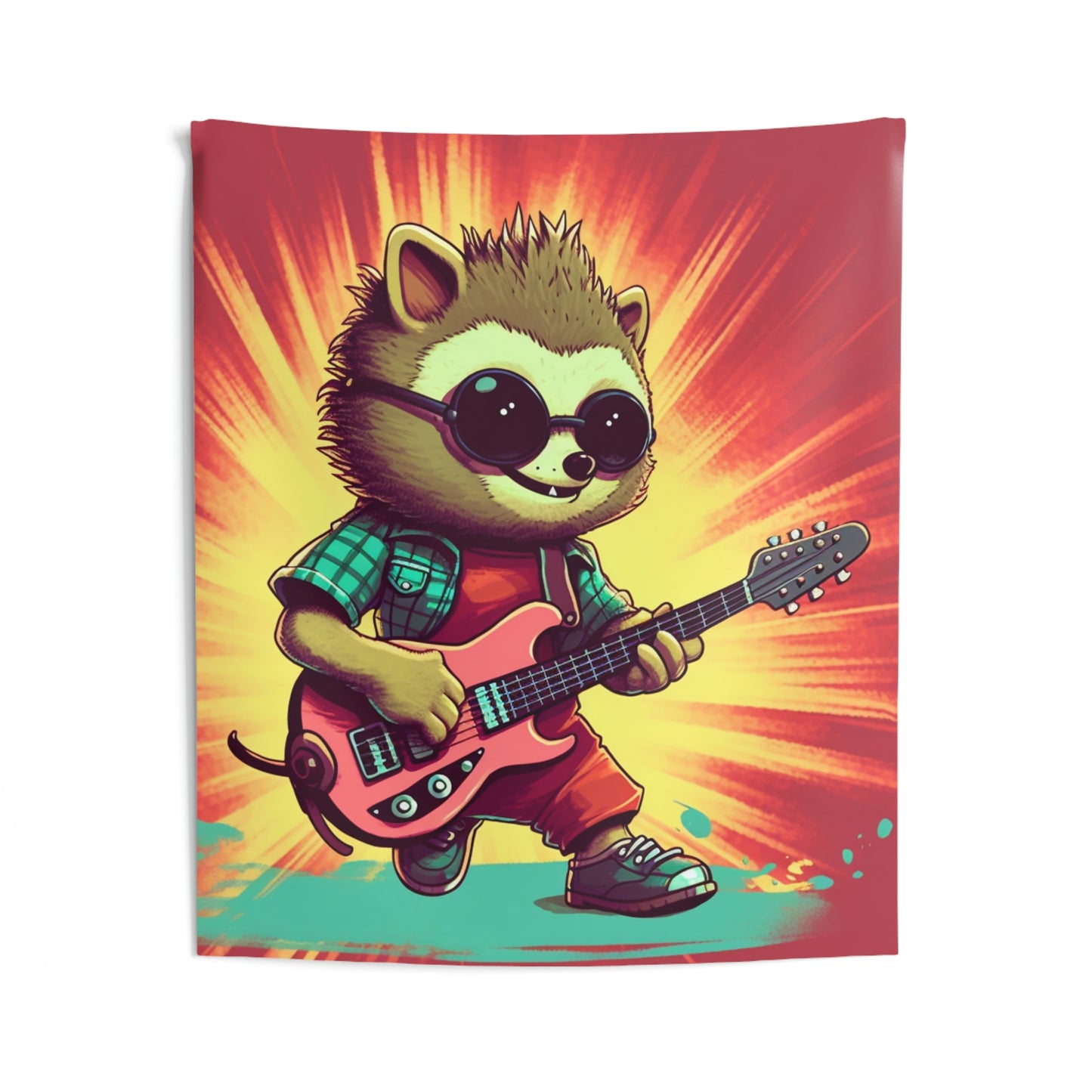 Hedgehog Animal Guitarist Anime Graphic Indoor Wall Tapestries