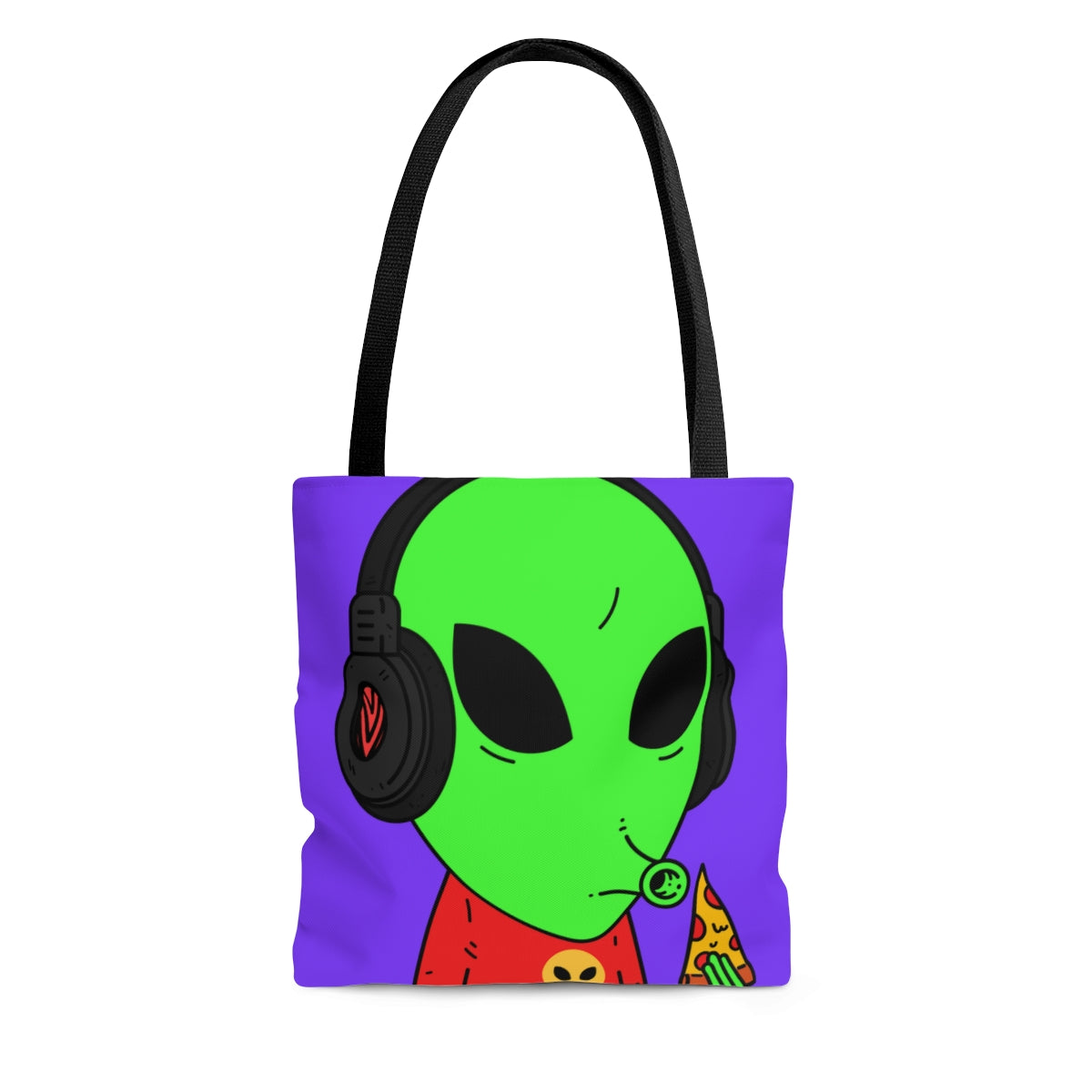 The Visitors Pizza Alien with Headphones AOP Tote Bag